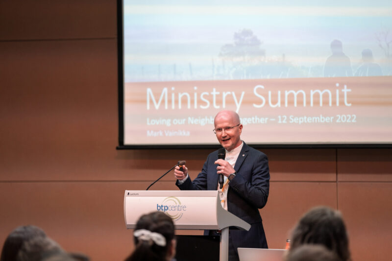 Bishop Mark Vainikka delivers the keynote address at Ministry Summit '22