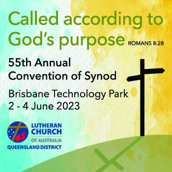 Banner providing details of the 2023 LCAQD Synod
